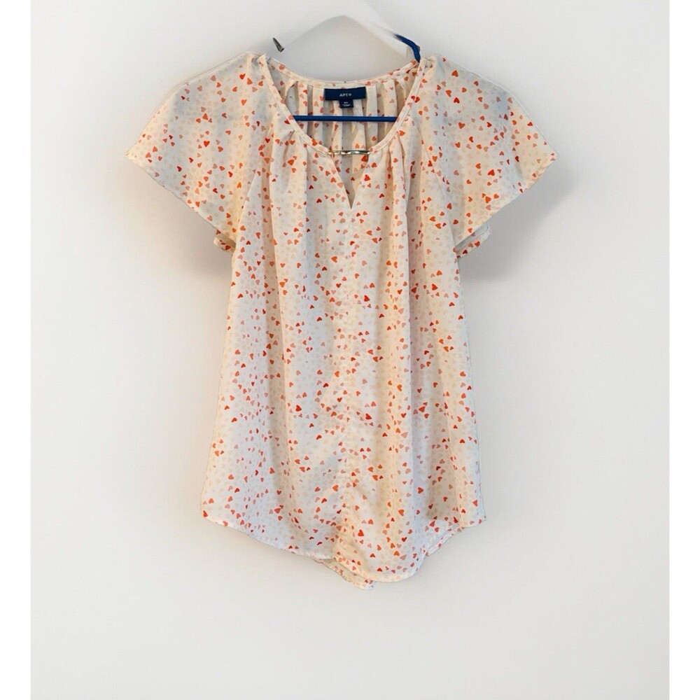 Apt.9 Womens Heart Blouse Size XS Flutter Sleeve